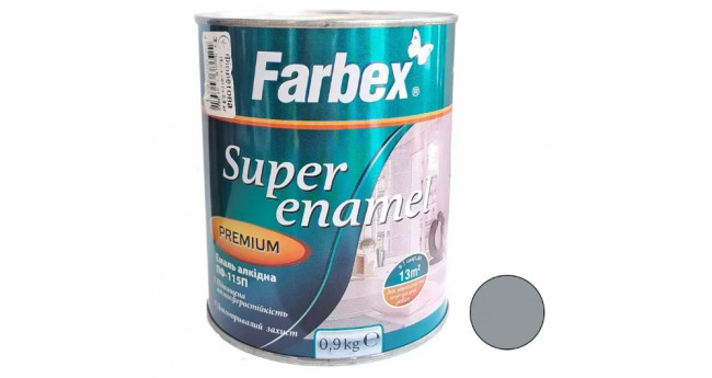 Емаль ПФ-115 Farbex 0,9 кг, Срібло
