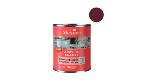 Емаль акрилова для дерева та металу Maxima Acrylic Enamel  0.75л, стигла вишня шовковисто-матова