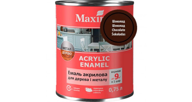 Емаль акрилова для дерева та металу Maxima Acrylic Enamel  0.75л, шоколадна матова