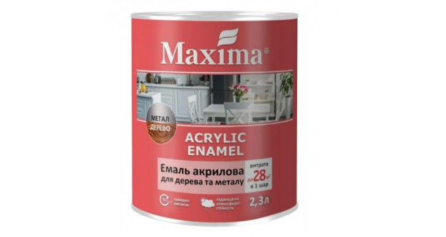 Емаль акрилова для дерева та металу Maxima Acrylic Enamel  2.3л, попеляста шовковисто-матова