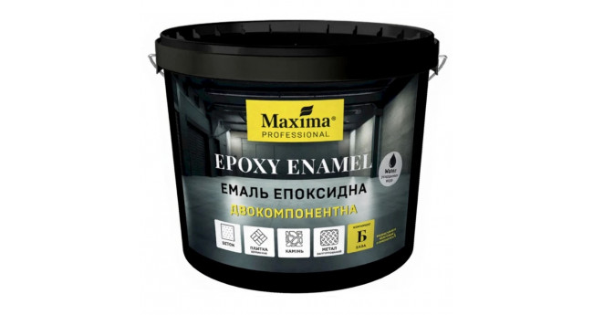 Емаль епоксідна двокомпонентна EPOXY ENAMEL, БАЗА  (комп. Б), біла ТМ Maxima professional - 10 кг
