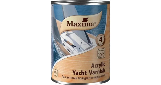 Лак яхтний поліуретан-акриловий - Maxima, безкольоровий глянцевий, 0.75 л