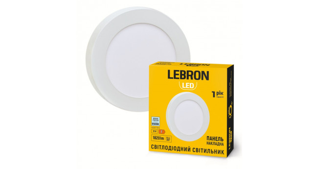 LED Cвітильник LEBRON L-PRS-1865, 18W, накладний, 6500K, з блоком живлення
