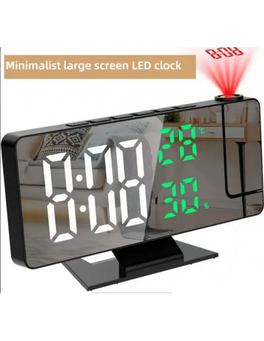 Багатофункціональний світлодіодний проекційний годинник з дисплеєм температури та вологості