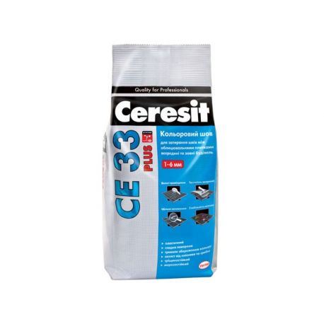 Затирка Ceresit цветной шов СЕ 33 Plus серый цемент 2 кг