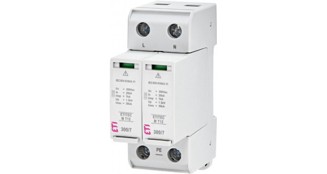 Обмежувач перенапруги ETI ETITEC M T12 300/7 (2 + 0, 2p, TNC-S)