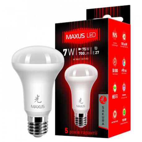MAXUS LED 7W 3000К Е27 (1-LED - 363)