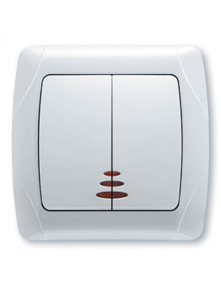 Вимикач двокнопковий. Viko Carmen білий з підсвіткою